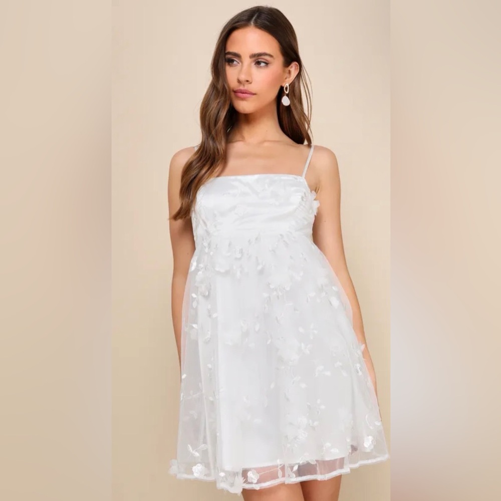 Lulus White Dress with Floral Accents